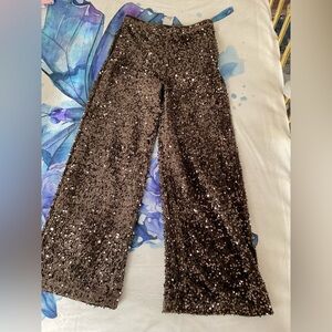 Nina Leonard velour with brown Sequin Pants